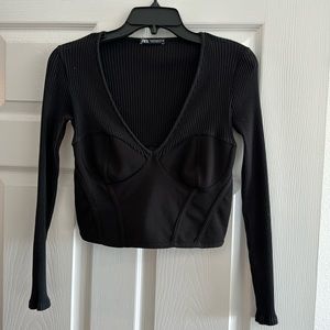 Zara long sleeve crop top